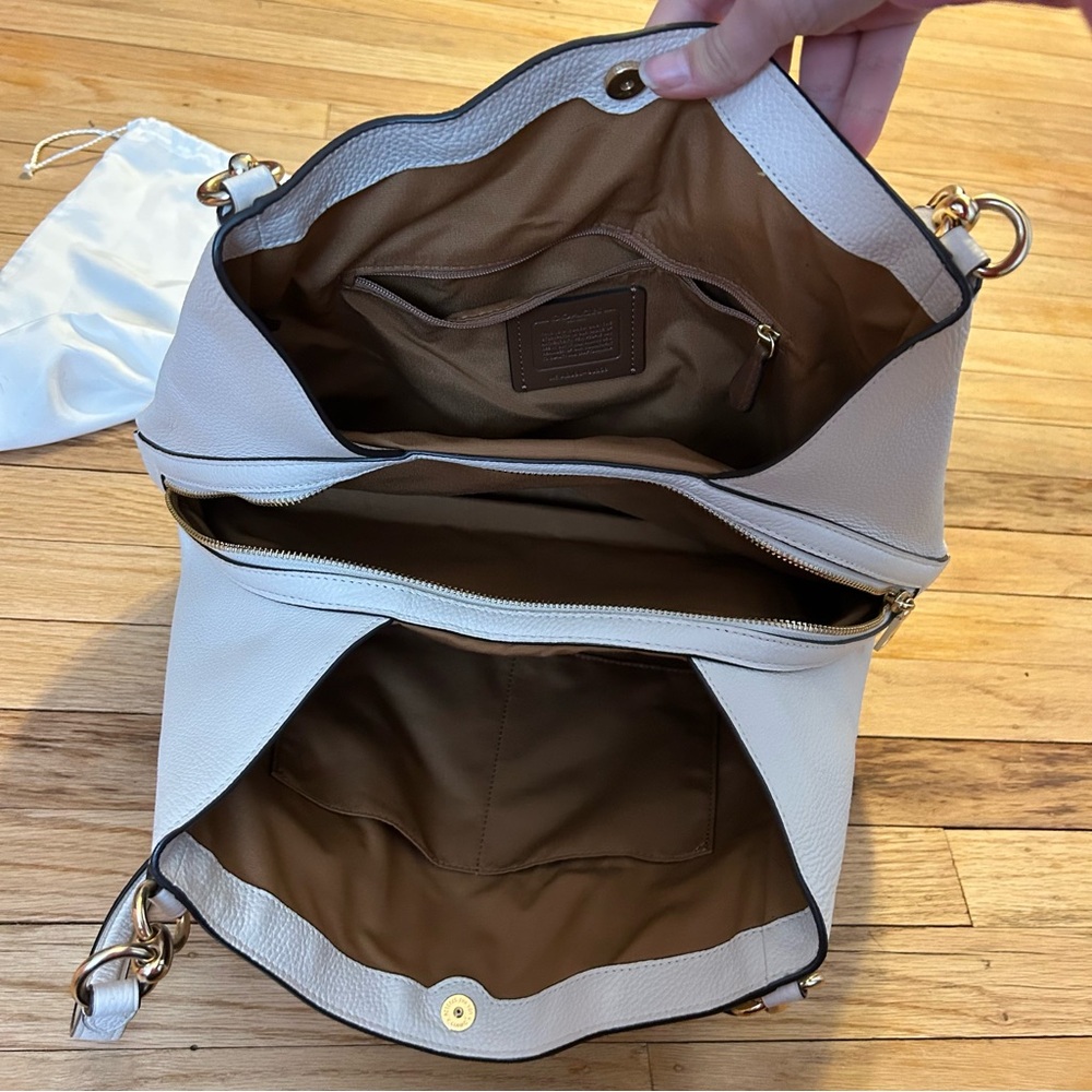 Cream Coach Hallie Handbag - Picture 6 of 14